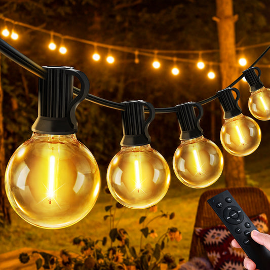 Lichterkette Led Außen Strom Outdoor - 30M 100FT 43+2 G40 Glühbirnen Garten Beleuchtung Balkon Lichterketten Aussen IP44 Wetterfest Pavillon String Lights mit Fernbedienung für Terrasse Party