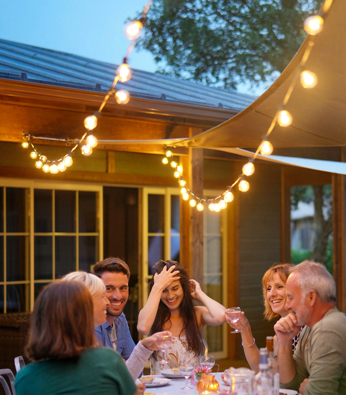 JEYMORKEY Festoon String Outdoor Garden Lights - 30M 100ft G40 Outside Electric Light Mains Powered 37+2 Shatterproof LED Bulb Waterproof Lighting for Outside Patio Pergola [Energy Class E]